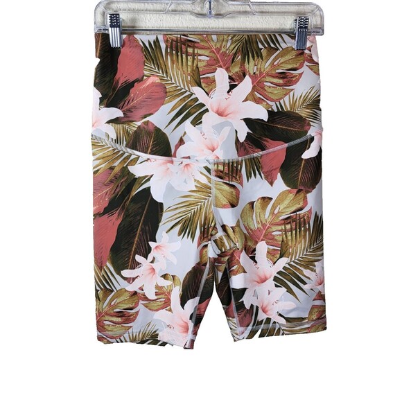 Old Navy Womens S Tropical Floral Powersoft Bike Shorts Athletic Activewear - Picture 1 of 4